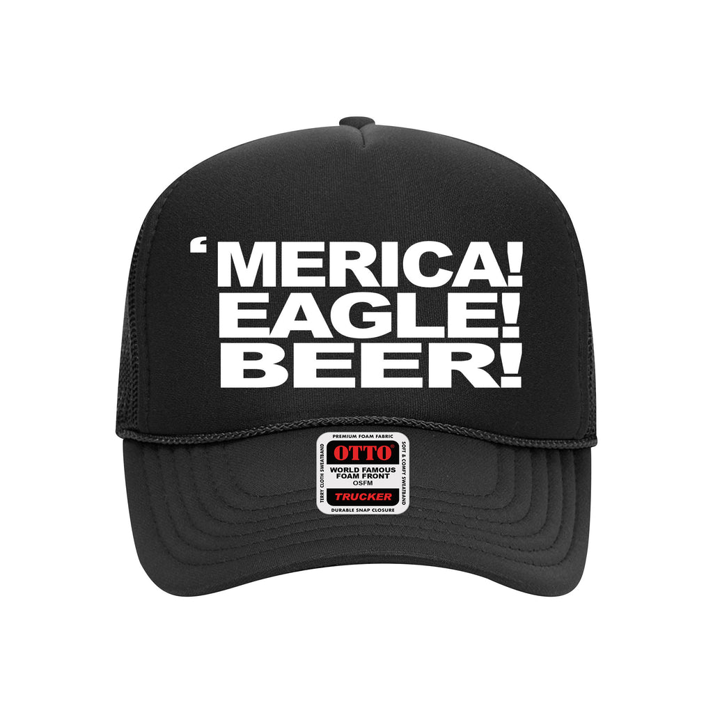 Merica! Beer! Eagle! Black Trucker Hat