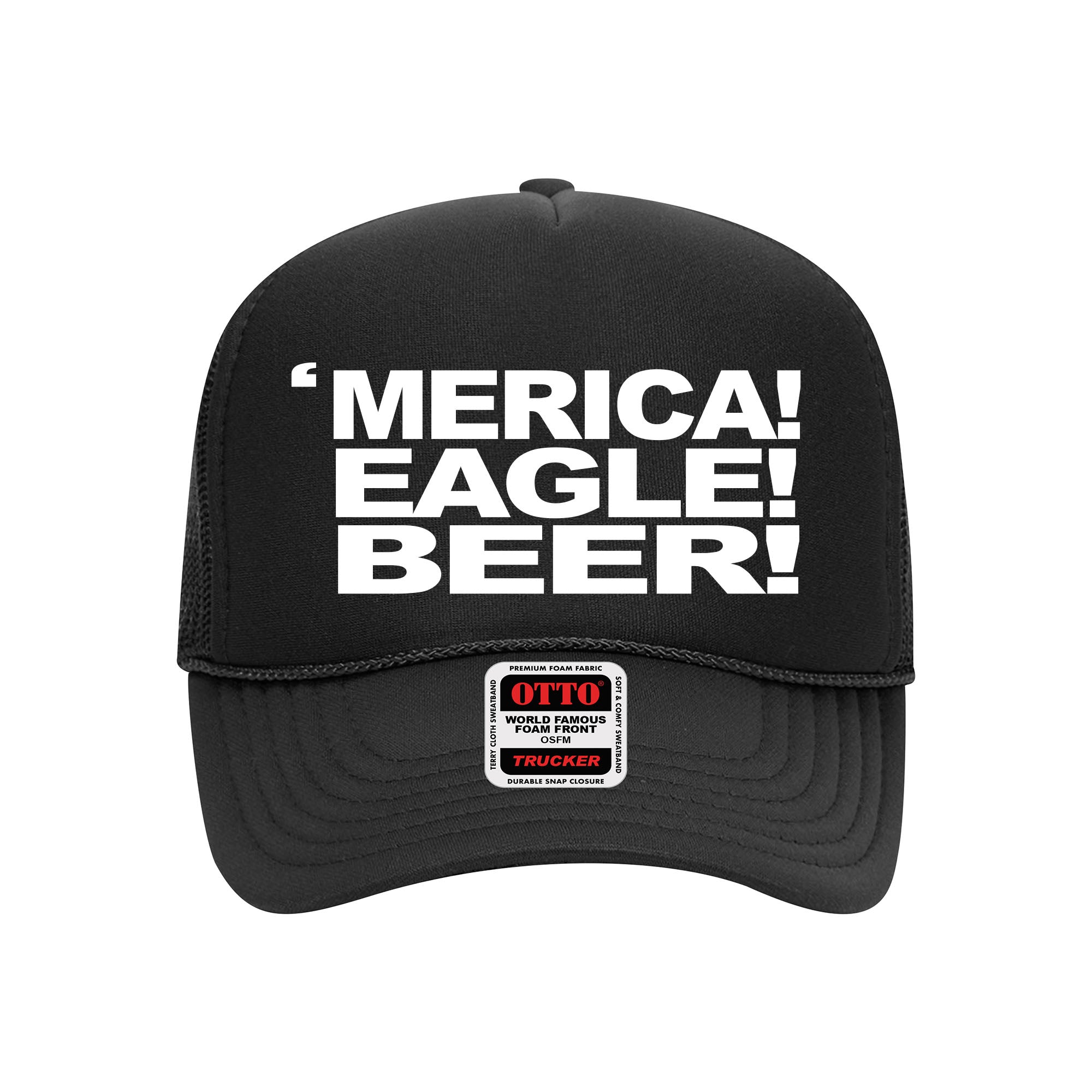 Merica! Beer! Eagle! Black Trucker Hat
