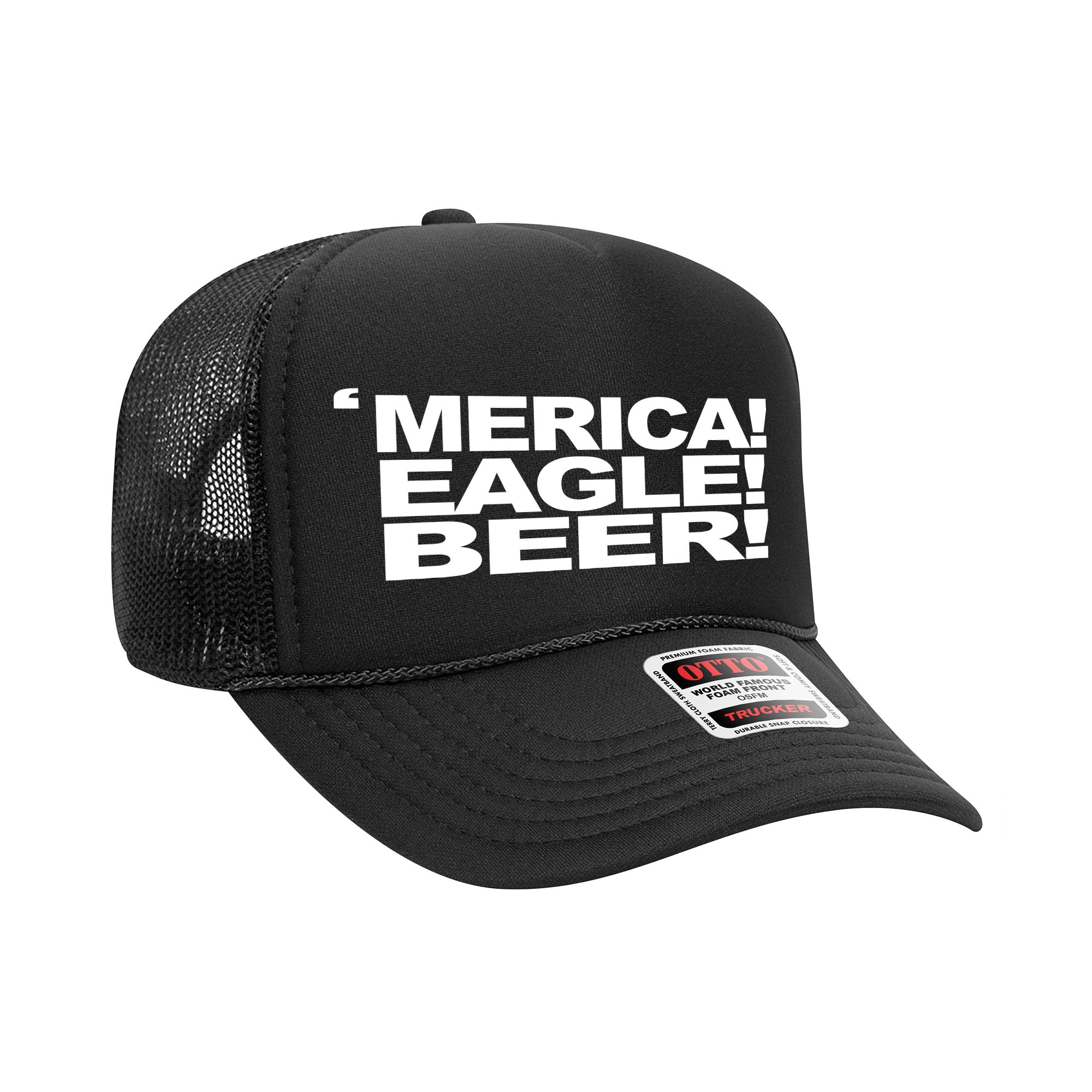 Merica! Beer! Eagle! Black Trucker Hat