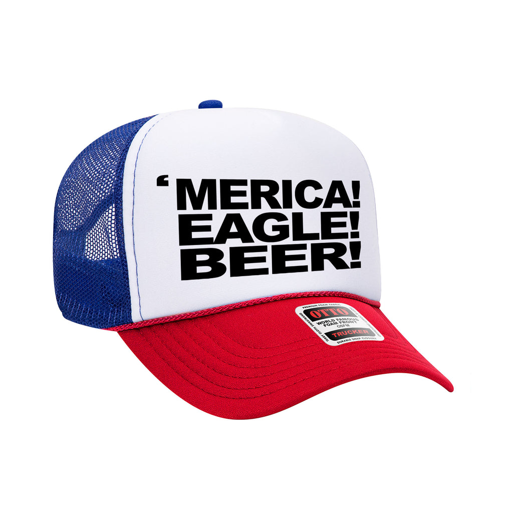 Merica! Eagle! Beer! RWB Trucker Hat